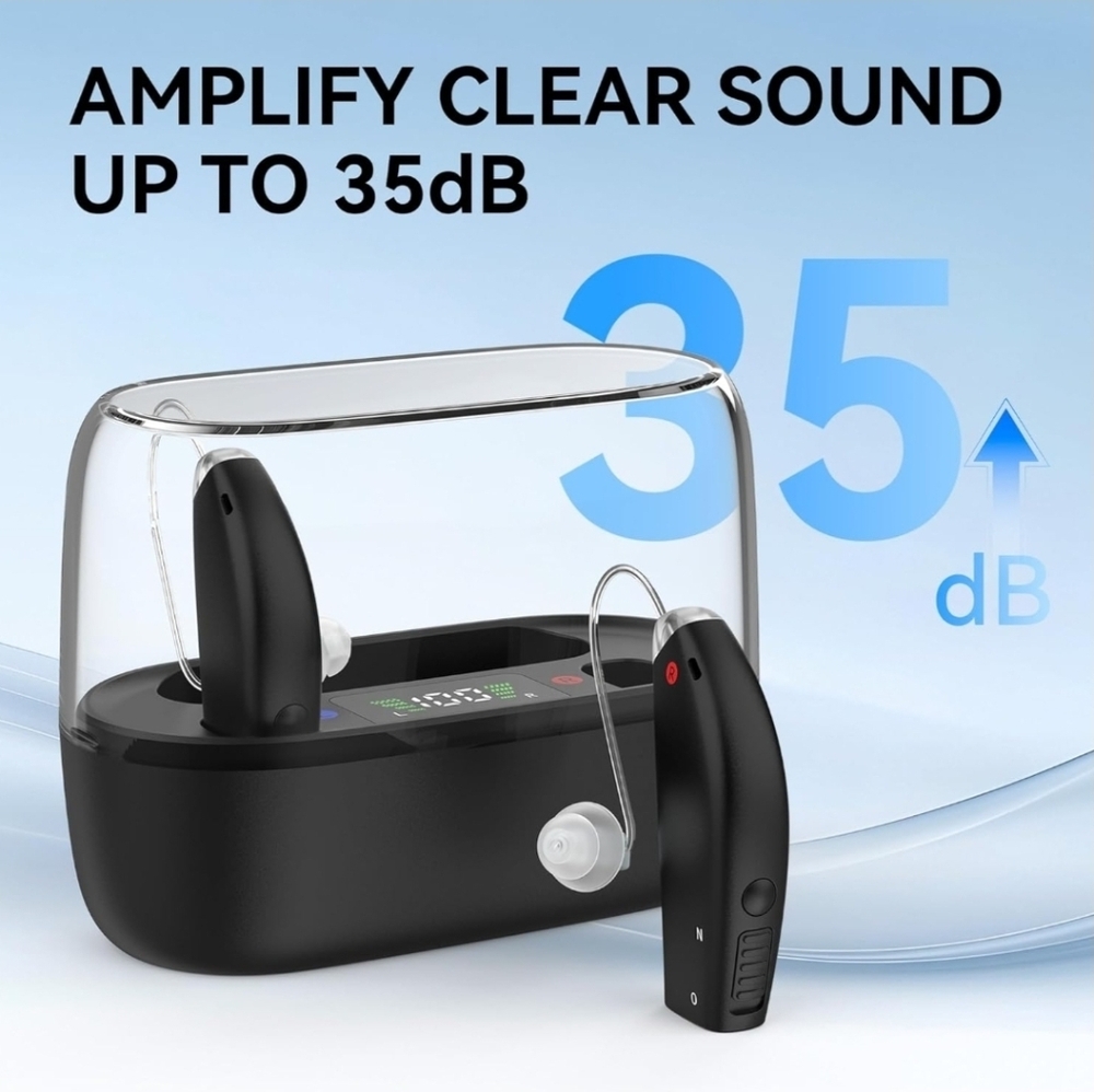 Hearing Amplifier by Eduitai Rechargeable Noise Canceling Hearing Black MSRP$149 - Picture 2 of 6